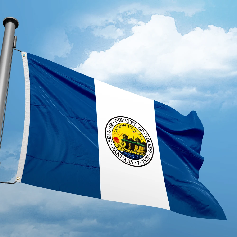 Ohio Toledo Flag 3*5FT 90*150CM USA States City Flags  America Custom Outdoor Home Decoration Banners Polyester UV Resistance
