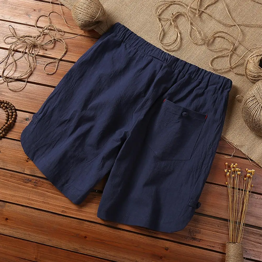 

Stylish Men Short Pants Deep Crotch Men Beach Shorts Pockets Pure Color Men Beach Shorts Daily Wear