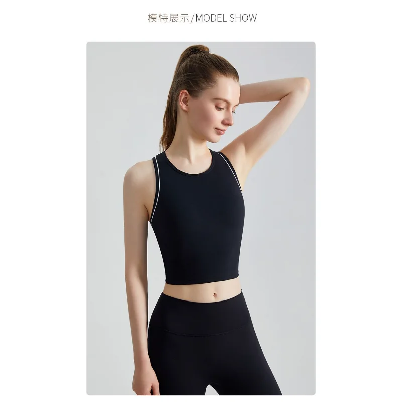 Women's Black Sleeveless Sports Tank Top Slim Fit Racerback Crop Top Yoga Gym Workout Casual Basic Vest
