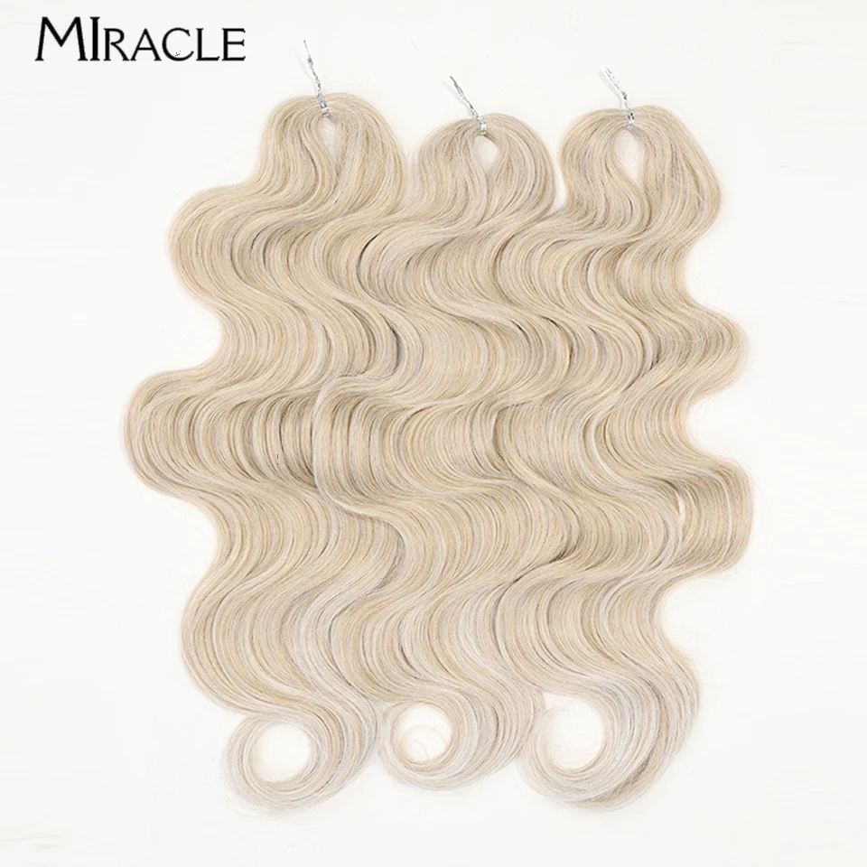 MIRACLE Body Wave intrecciare le estensioni dei capelli 24 pollici Crochet treccia capelli zenzero biondo ondulato sintetico capelli finti tesse capelli all'uncinetto