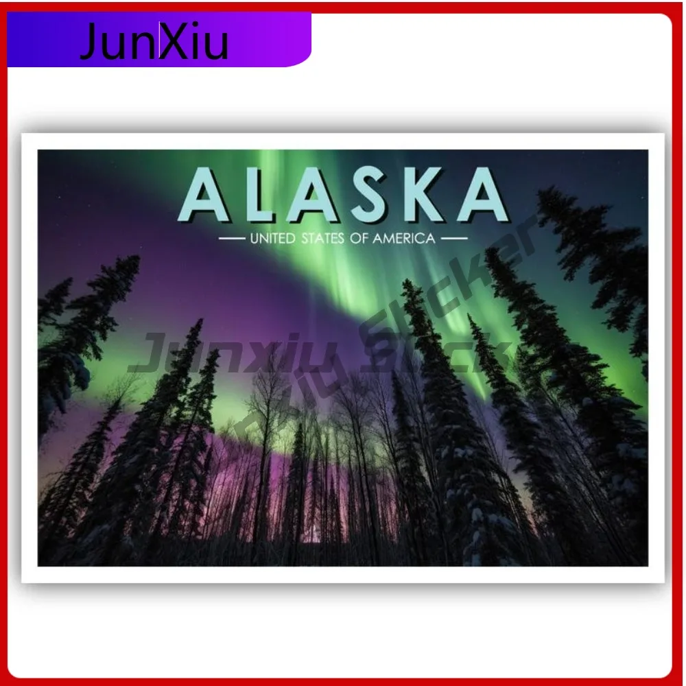 

Alaska Postcard Vintage Retro Style Vinyl Pvc Sticker Vacation Travel Scratch-proof Exterior Car Decal Scratch Cover Stickers