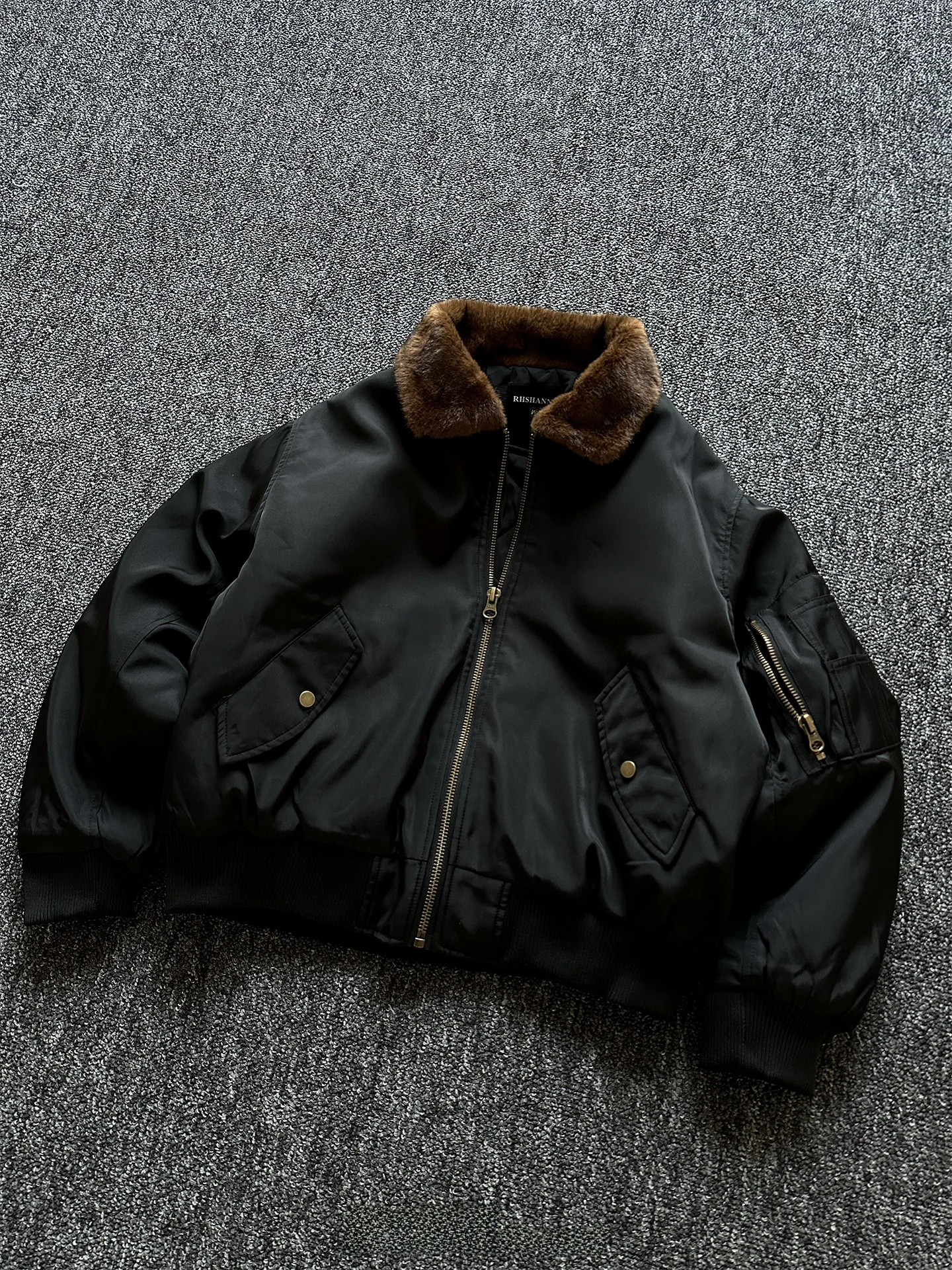 

Мужская хлопковая куртка-пилот Rise Brand с меховым воротником, простой дизайн, премиальный вид, ветрозащитная, с длинными рукавами, на молнии