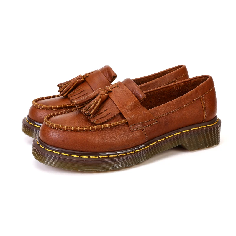

Retro Brown Soft Leather Tassel Shoes Men's Loafers High End Fashion Genuine Leather Thick Sole Casual Business Dress Oxfords