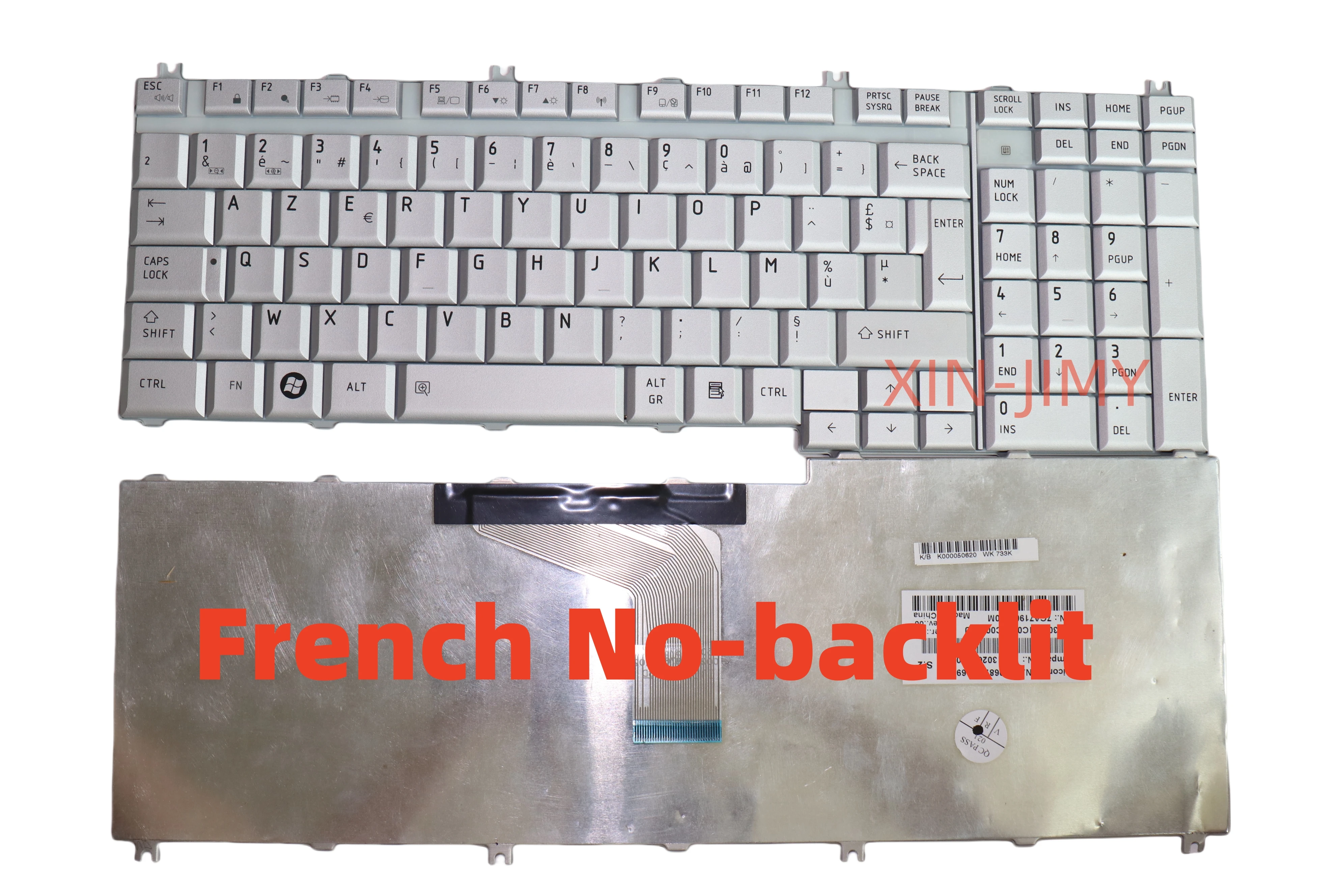 Teclado francês para laptop, para toshiba satélite a500 p200 p205 p300 p505 l350 l355 l500 l505 l510 l515 branco sem retroiluminação