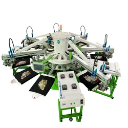 Octopus 6 color 14 station Full Automatic Textile screen printing machine For Cloth Garment Fabric