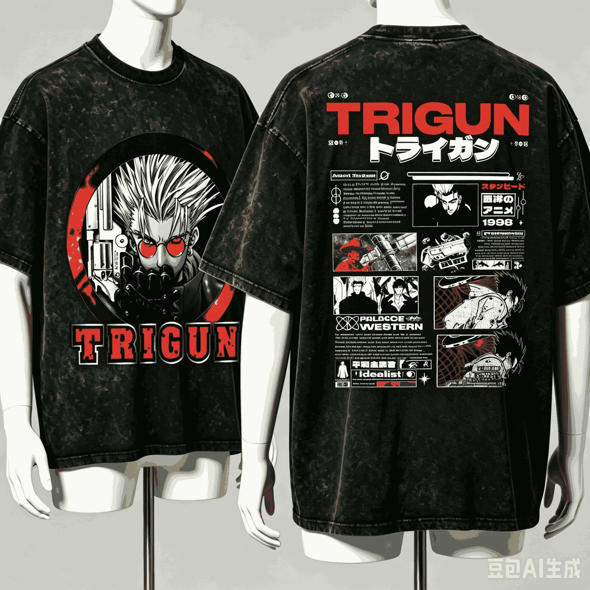 Trigun Washed T-shirt Anime Lover Harajuku New Model Oversized
