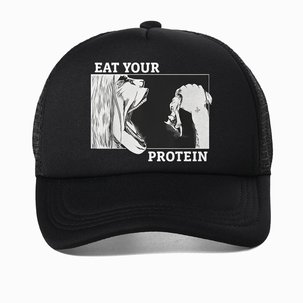 

Attack On Titan hat Eat Your Protein funny baseball cap Man Women Summer Casual Outdoor Mesh Breathable hats