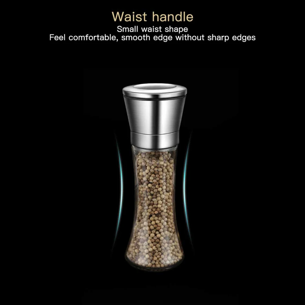 Manual Elegant Design Time-saving Adjustable Pepper Mill Glass Grinder Homemade Seasoning Stylish Tabletop Item Pepper Grinder