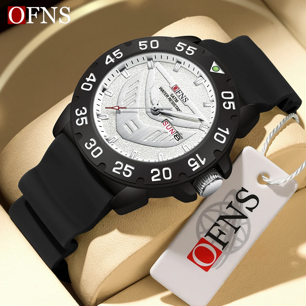 

OFNS 1308 Роскошные домашние кварцевые часы, классические простые водонепроницаемые мужские кварцевые часы с двойным календарем и ночником 2025