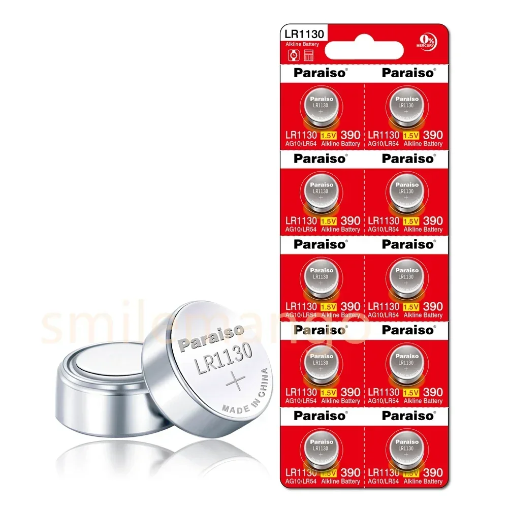 5-10PCS AG10 189 1.55V Reliable Alkaline Button Battery, LR1130 SR1130SW LR54 Fit for Watches Calculators Electronic Toys