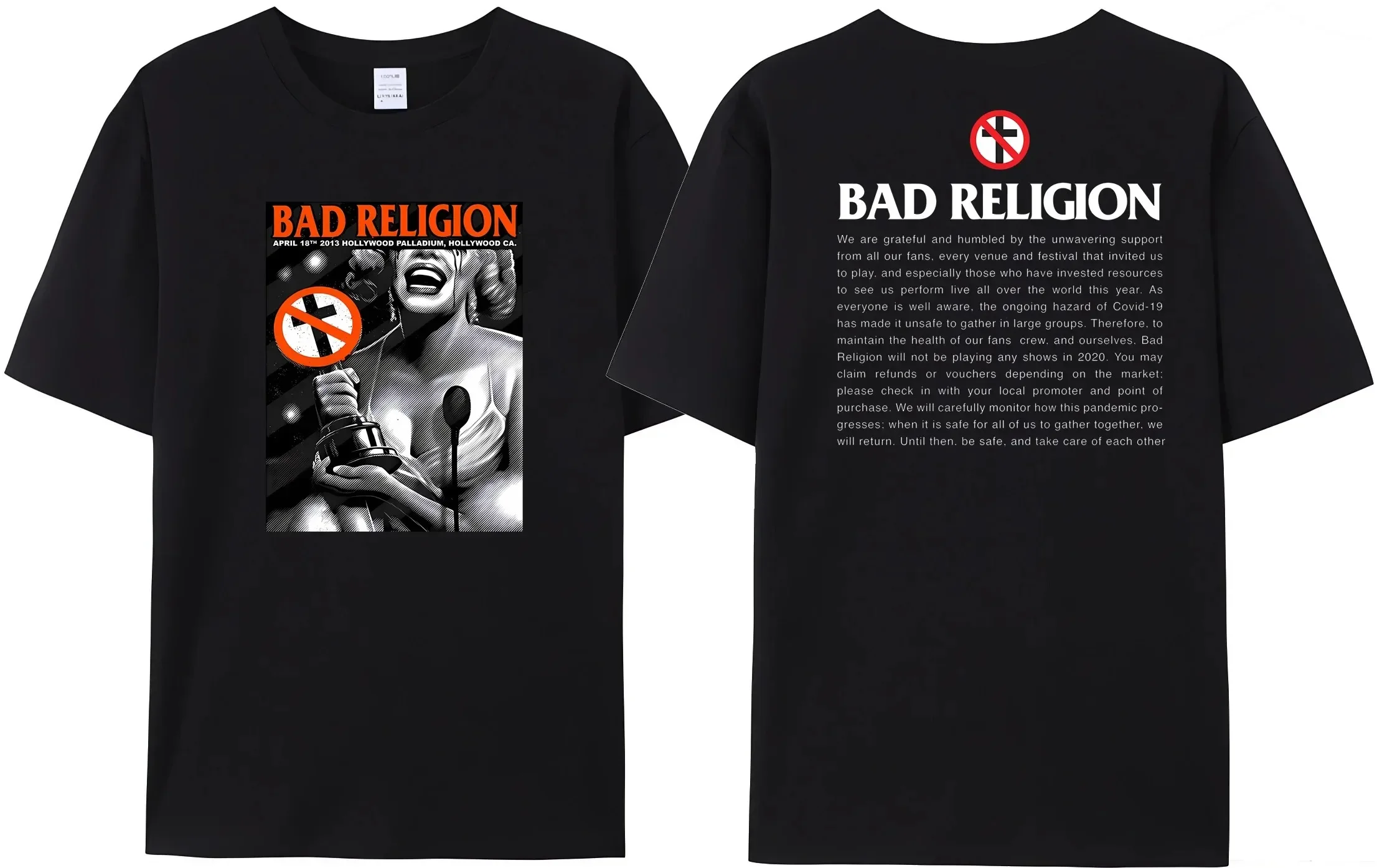 2024 Bad Religion T-Shirt Summer Cotton Fashion Short Sleeve  Men\'s Women\'s Short Sleeve Bad Nun Reversible Printed Tee