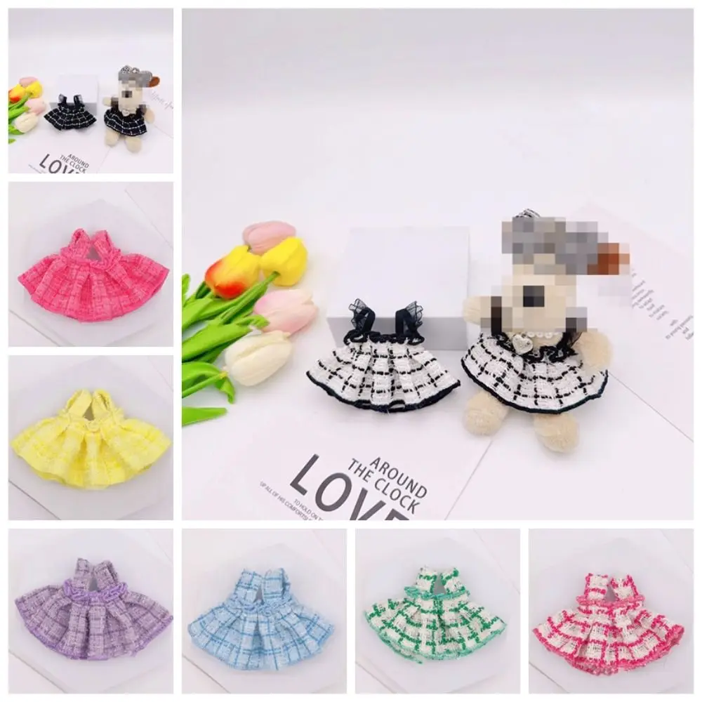 Trendy DIY Doll Clothes Nice Colorful Plaid Skirt Girl Gift Toy for 13cm Wallace Gromit Dog, 10-15cm Cotton Doll