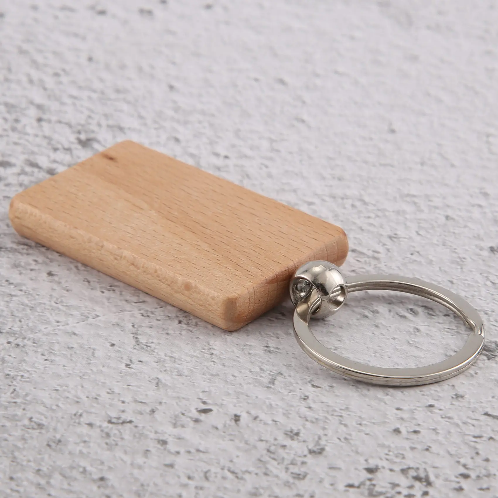 Ingenious-100 Blank Wooden Keychain Rectangular Engraving Key ID Can Be Engraved DIY