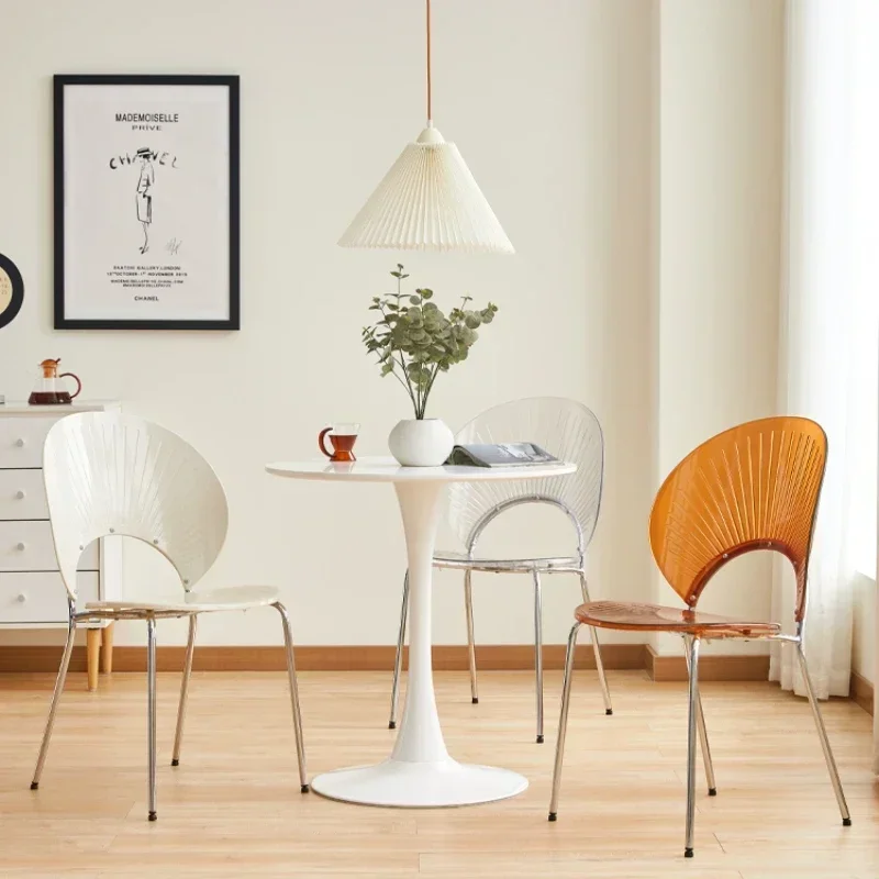 

Обеденный стул на балконе, винтажное прозрачное акриловое сиденье, стильная спинка, элегантный домашний декор