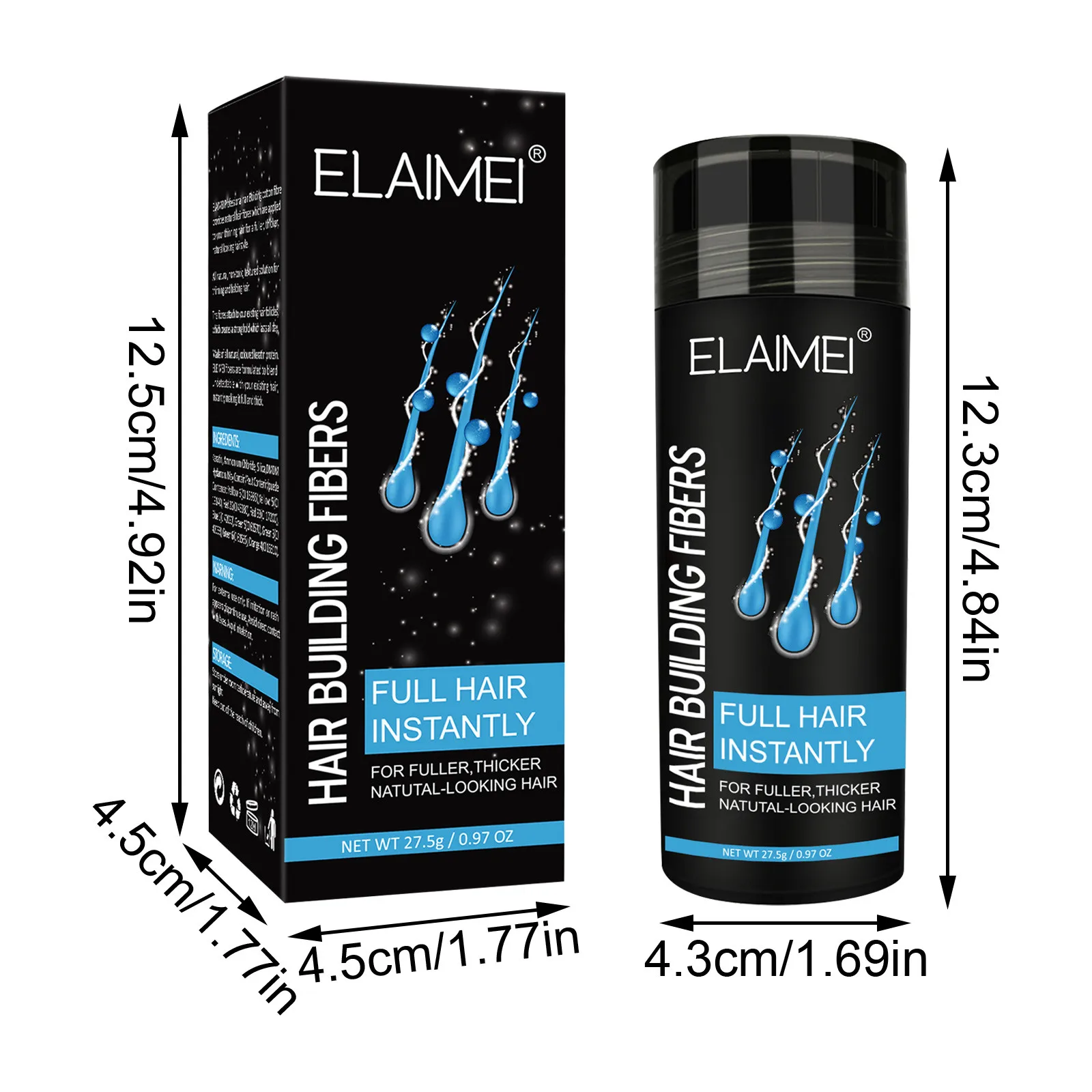 Порошок волокна для утолщения волос 27,5 г - спрей для мгновенного объема для лечения лысиных пятен, естественный раствор для роста волос