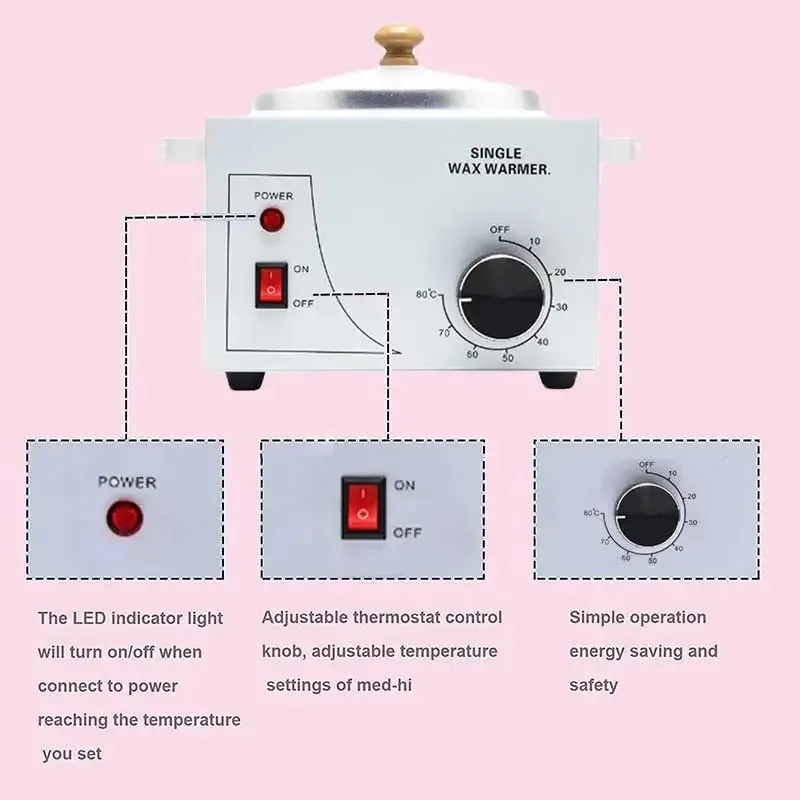 Household Electric Wax Heater Single Pot Temperature-Controlled Wax Warmer Machine for Facial Skin Waxing Kit Hair Removal Tool