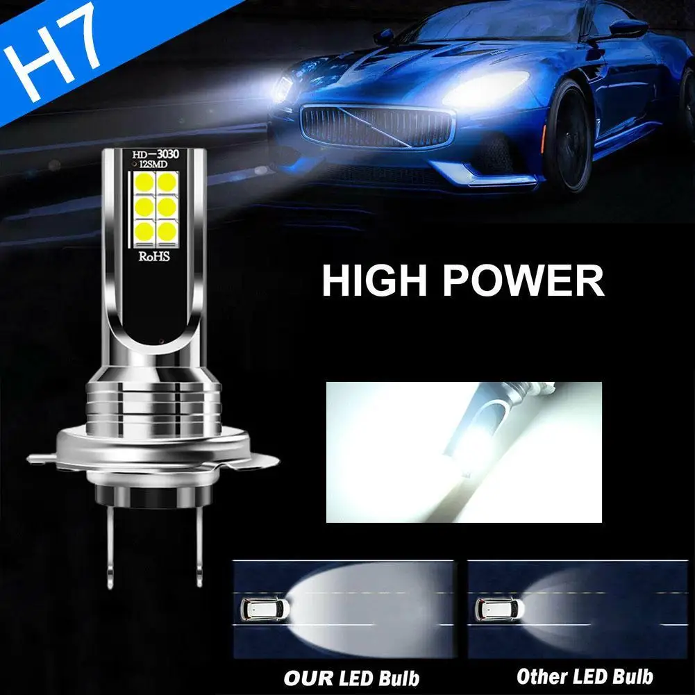 2Pcs H7 Led Car Fog Light H4 H11 H8 H9 H16 Headlight Super Bright 9005 9006 Hb4 H1 H3 Led Lamps Driving Running Light 6500K 12V