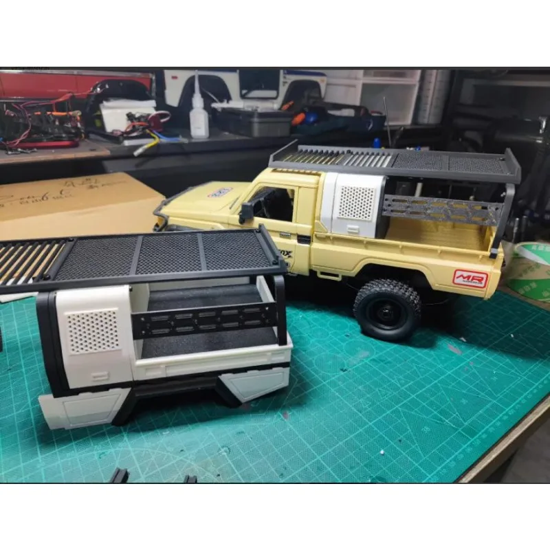 Australian Hunting Style Rear Bed For 1:12 MN82 LC70, 2 Versions,No Mod Install Detachable Rack, Black & White, Kit With Screws