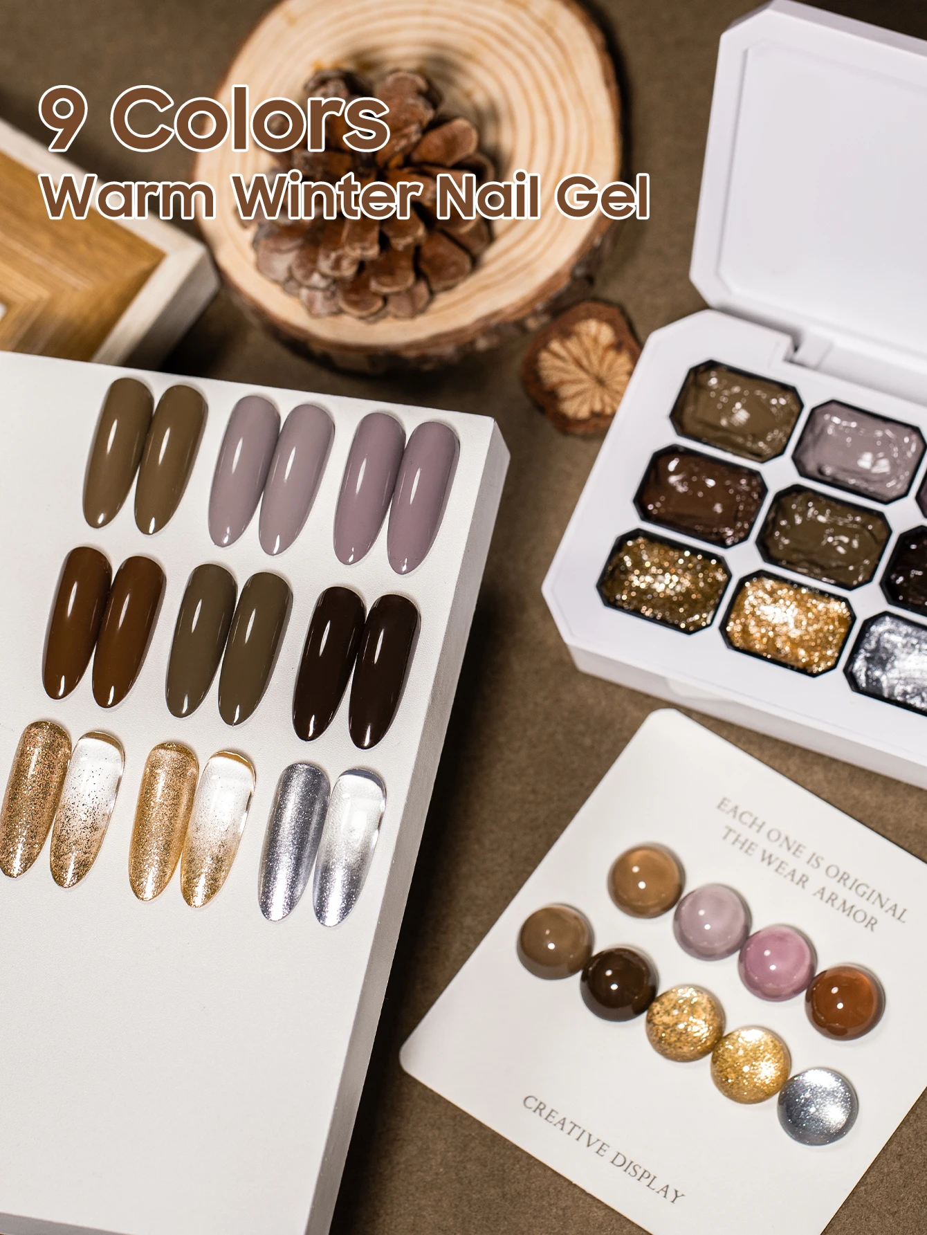 MTSSII เจลทาเล็บแบบแข็ง 9 ช่อง สีโมคค่ามูส เจลกลิตเตอร์วิบวับ 9 สี ทาเล็บไล่สี