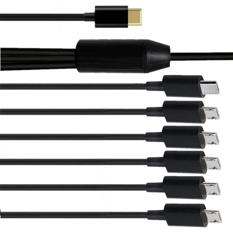 Micro USB Splitter Cable USBA Type-C Male to 6 Micro USB Male Data Sync Charge Cable,6 in 1 Charging Cord Fast Charge for Phone