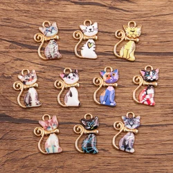 10Pcs 10 Color 13x21MM Alloy Metal Drop Oil Gentleman Cat Charm Animal Pendant For Enamel DIY Bracelet Necklace Jewelry Making