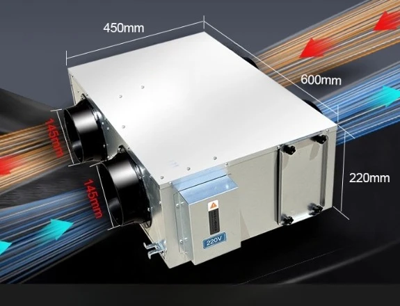 Household Dual-Flow Fresh Air Ventilation System with Exhaust, Purification, and Full Heat Exchanger