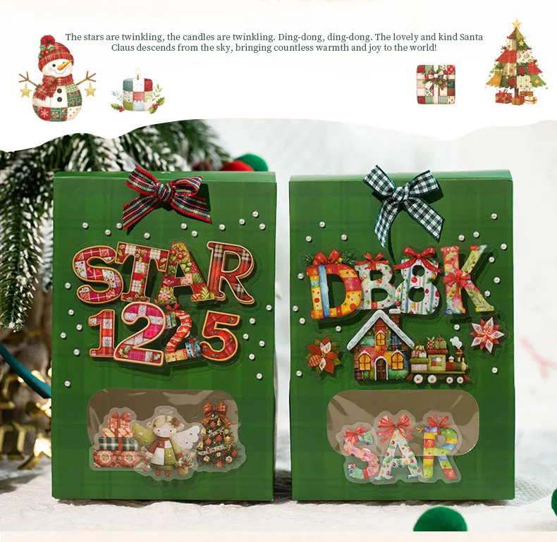Journal GO 108 Stück Weihnachts-Alphabet- & Zahlen-PET-Aufkleber mit Stitch-Effekt, Schneemann- & Zug-Motiven für Scrapbooking, Planer, Karten – Detail 13