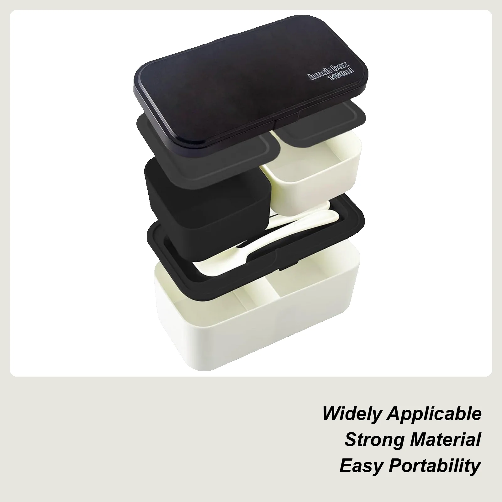 

Lunch Containers 1450ml Dishwasher Safe Bowl 2-TierMeal Prep Lunch Box With Utensil Set And Sealing Strap For Work College