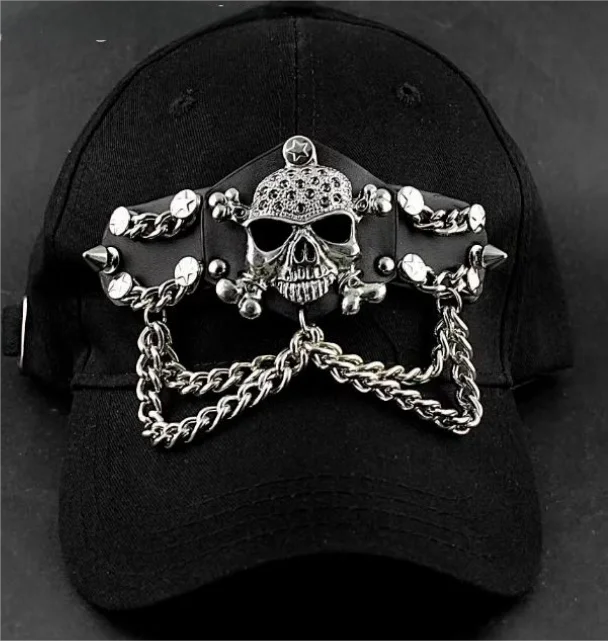 

Horror Punk Skull Cap with Spikes - Streetwear Style Cap for Men