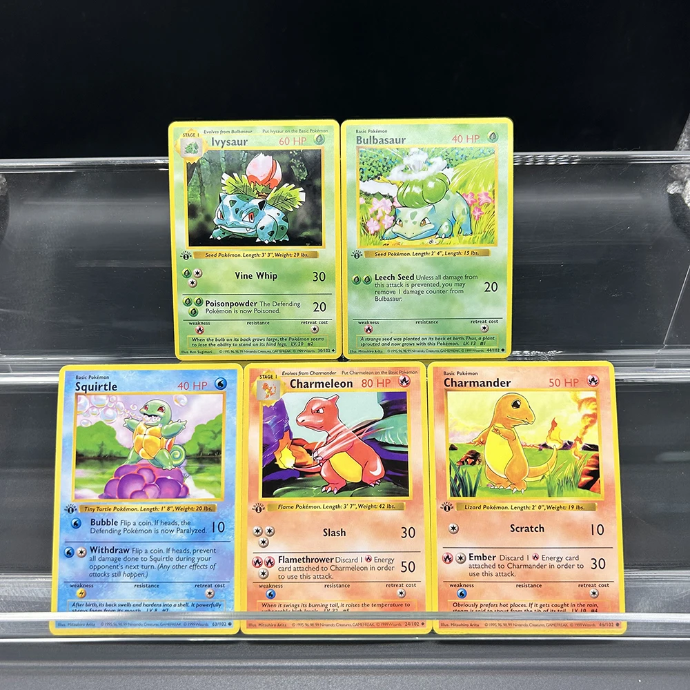 

DIY Cartoon PTCG TCG Collection Card 1999 Set 1St Edition #44/102 Bulbasaur Ivysaur Squirtle Charmeleon Charmander Card Non-Foil