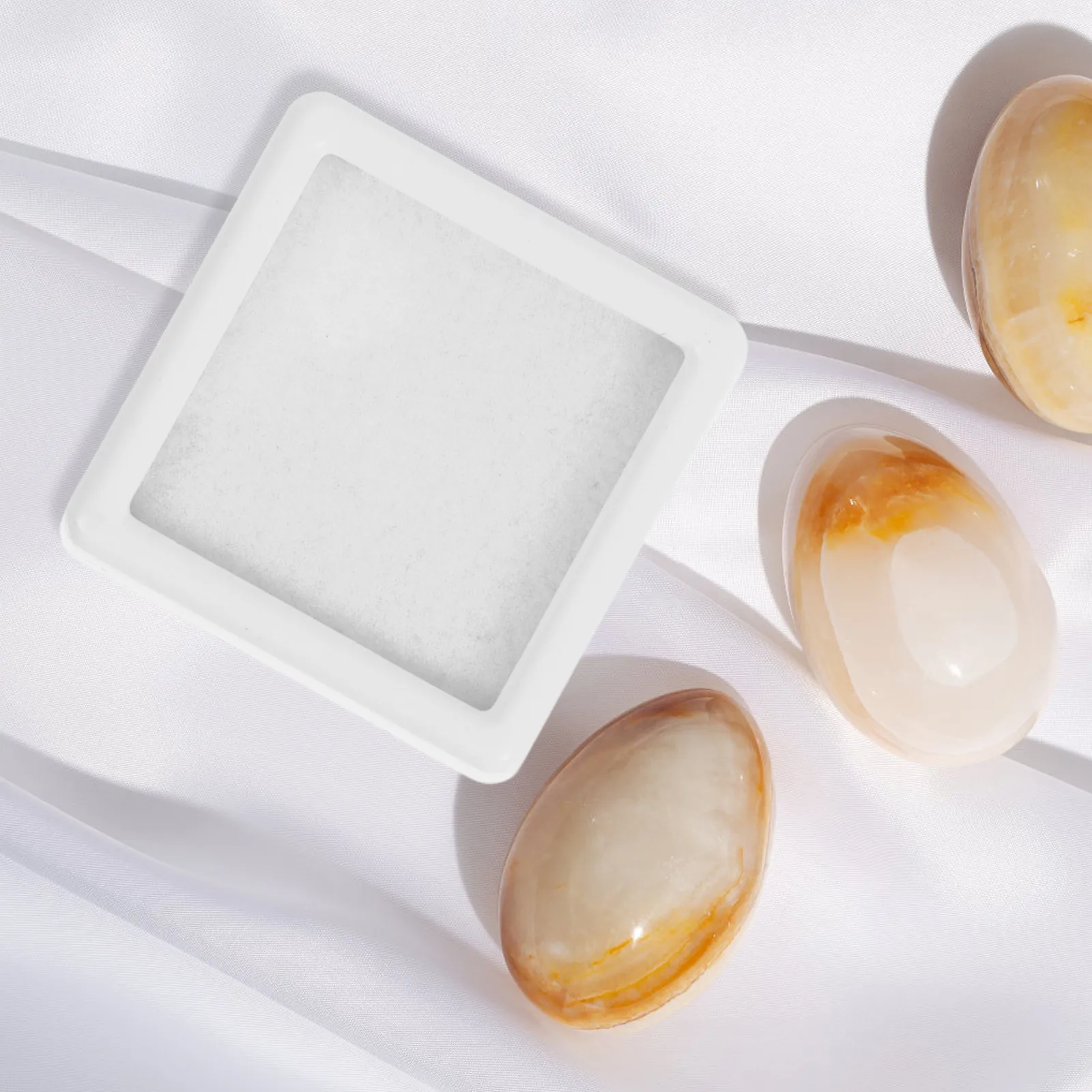 12Pcs Gemstone Display Box Jewelry Box Transparent Acrylic Cover Small Organizer Clear Display Case for Jewelry Gems Coins