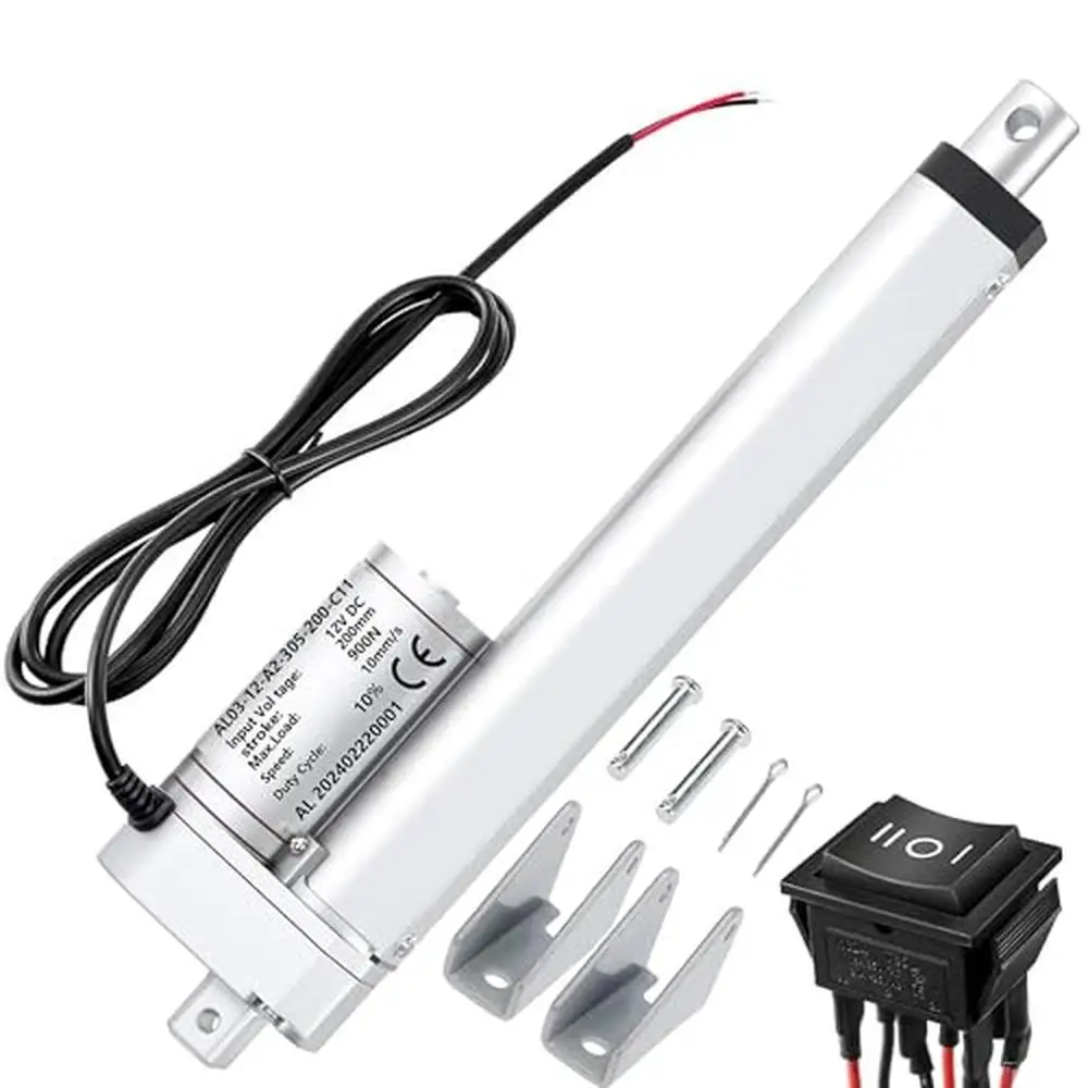 Atuador linear resistente 8 polegadas 202Lbs DC 12V Kit de interruptor remoto do motor