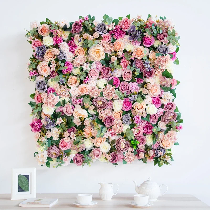 Artificial Flower for Wedding Decoration Silk Rose Peony Hydrangea Tulip, Mix Plant Simulation Flowers, Background Wall, 1m * 1m