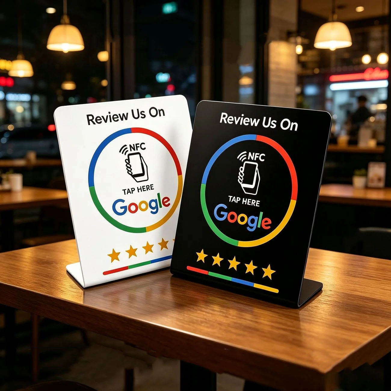 10 PCS/Lot NTAG215 13.56MHz Programmable NFC Google Review Card/Stand Table Sign For Restaurant Cafe Shop Rewritable NFC Sign