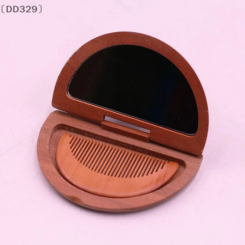 maveraDD329、21 Pc 2 en 1 ensemble de miroirs peigne en bois Mini miroir pliant Portable Vintage miroir de maquillage en bois de santal rouge pour voyage