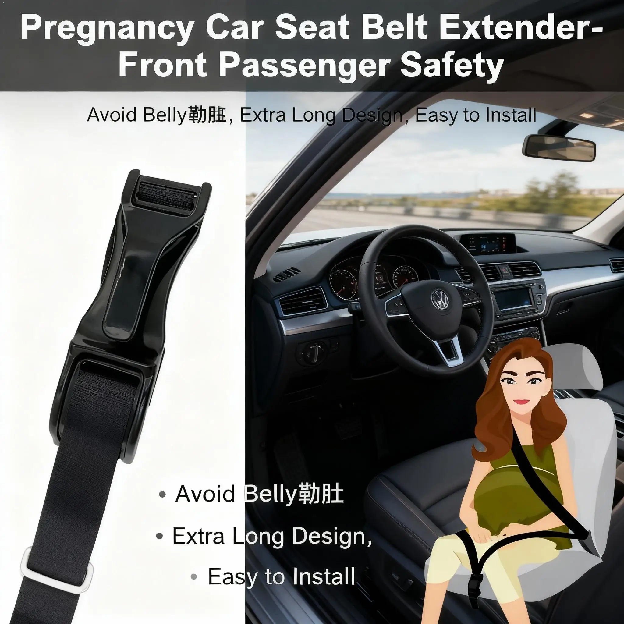 

Car Pregnancy Seat Belt Cover Anti-Strangulation Belly Pad For Co-Pilot Special Pregnant Driving Artifact Extended Length