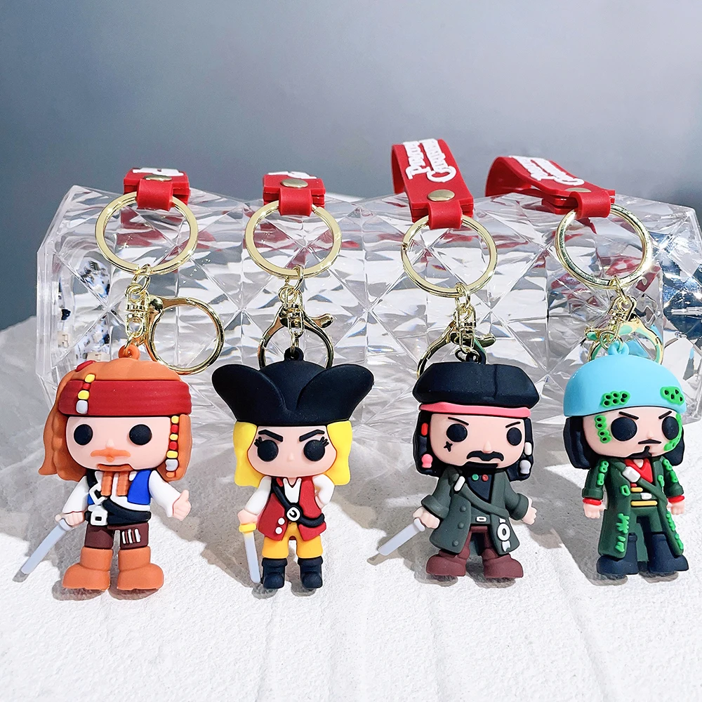 Pirates Of The Caribbean Cute Doll Pendant Anime Figures Jack Sparrow Fashion Backpac Keychain Bag Keyring Pendant Birthday Gift