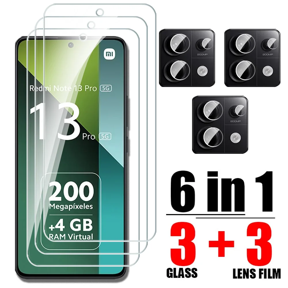 6 in 1 Glass Cover For Redmi Note 13 Pro 5G Tempered Glass For Xiaomi Redmi Note13Pro 4G Protective Phone Lens Film Note13 13Pro