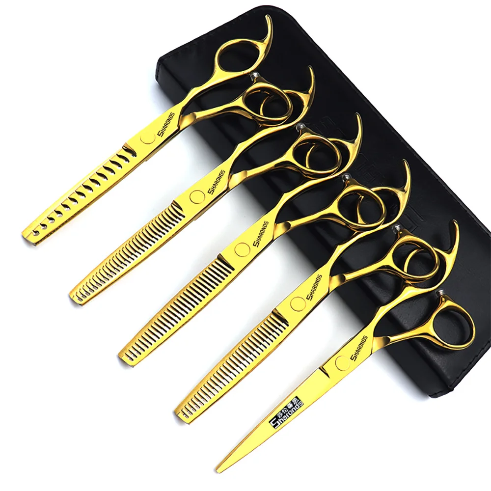 

Japanese imported high-end gold 6-inch hair clippers, hairstylist specific flat scissors, thin tooth scissors set.