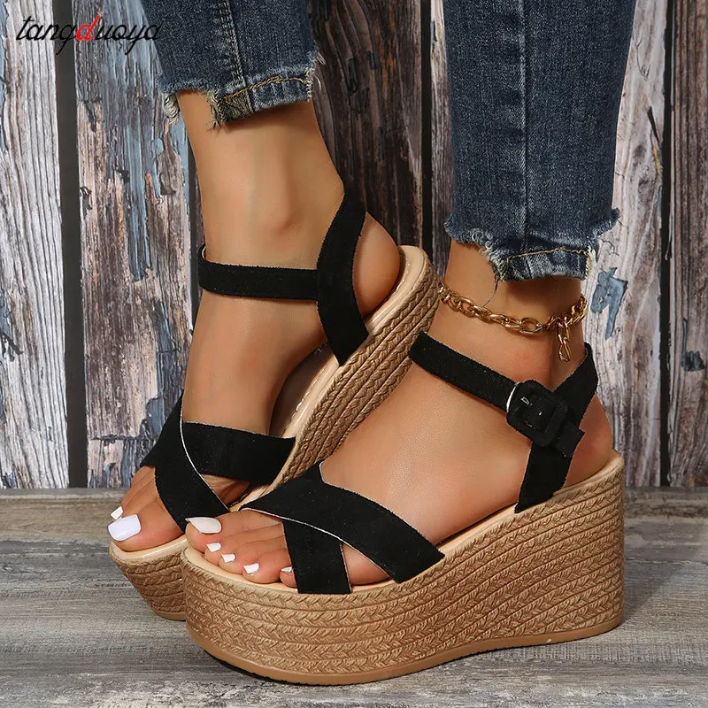 platform sandals Brand Female Wedges High Heels Sandals Fashion Solid Platform women\'s Sandals Casual Party Beach Shoes Woman