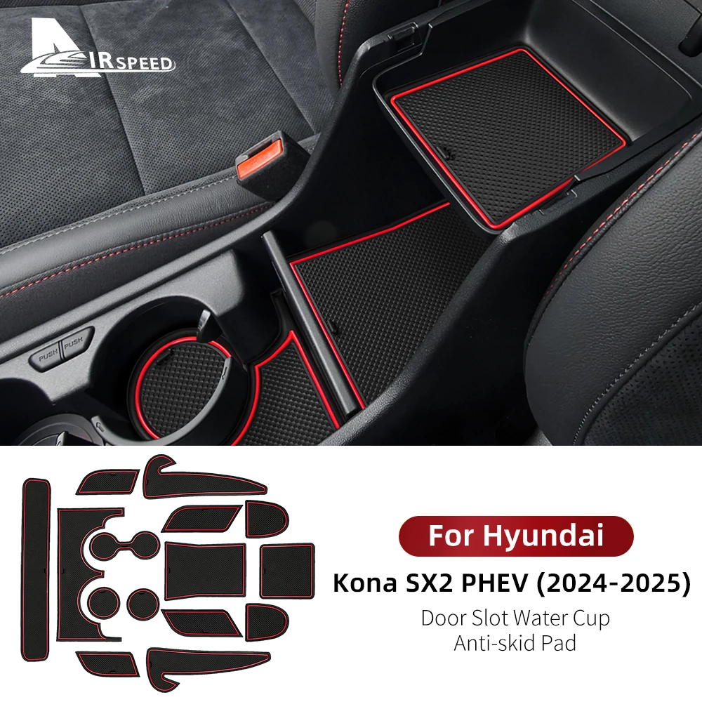 Anti-slip Slot Pad for Hyundai Kona SX2 Hybird PHEV 2024 2025 Car Door Groove Mat Auto Interior Trim Accessories