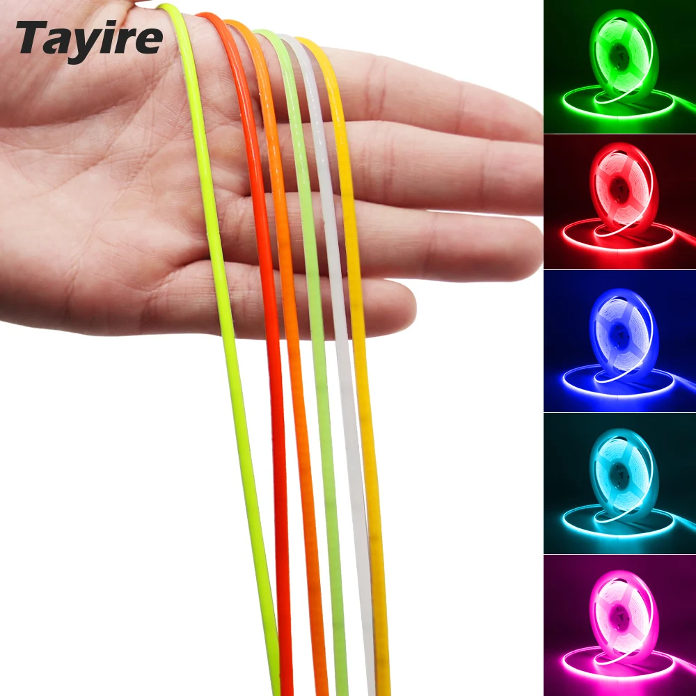 3mm Super Slim COB LED Strip Light 384LEDs/m Flexible Linear Light For Room Decoration Computer Car 12V Adhesive Ribbon Diode