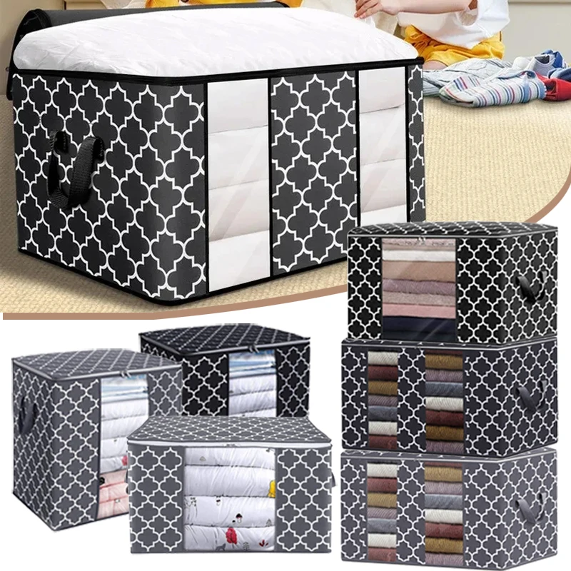 

1PC Foldable Comforter Storage Bag Large Capacity Quilt Blanket Sorting Bag with Handle Wardrobe Clothes Organizer Dustproof Box