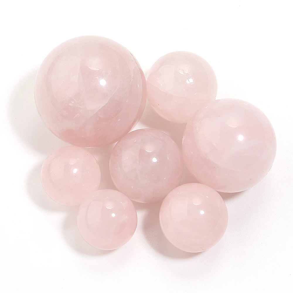 1pc Natural Pink Crystal Beads 16/20/25/30mm Non-Porous Rose Quartz Round Ball Beads For Home Decoratin Crafts Gifts Accessories