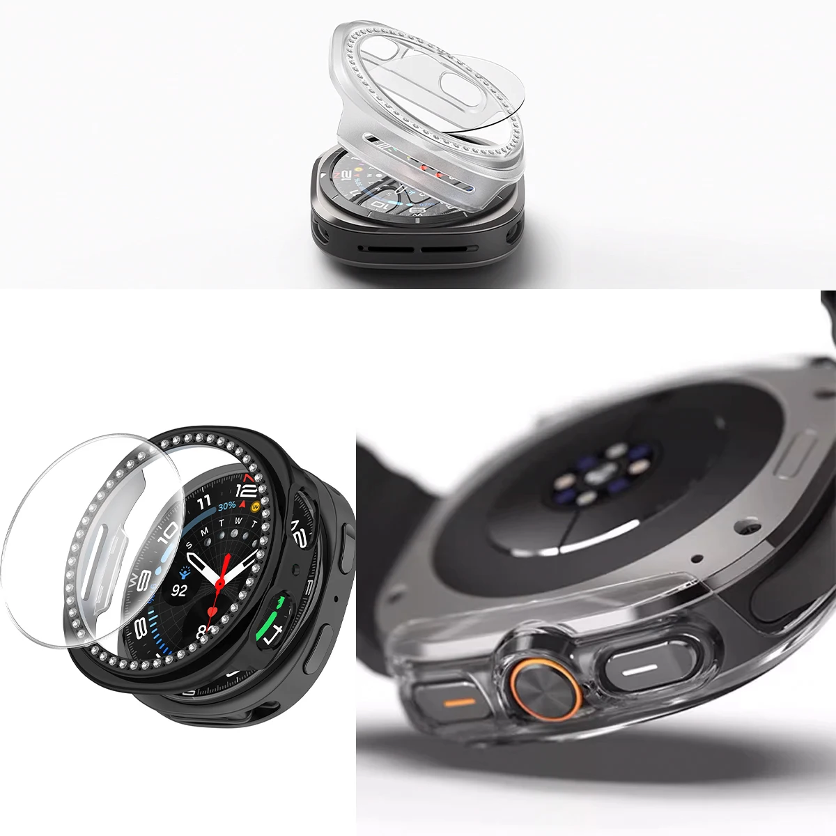 Case + Glass Full Coverage Bumper PC Hard Protective Case Cover Protector Shell for Samsung Galaxy Watch 8 40/44mm Accessories