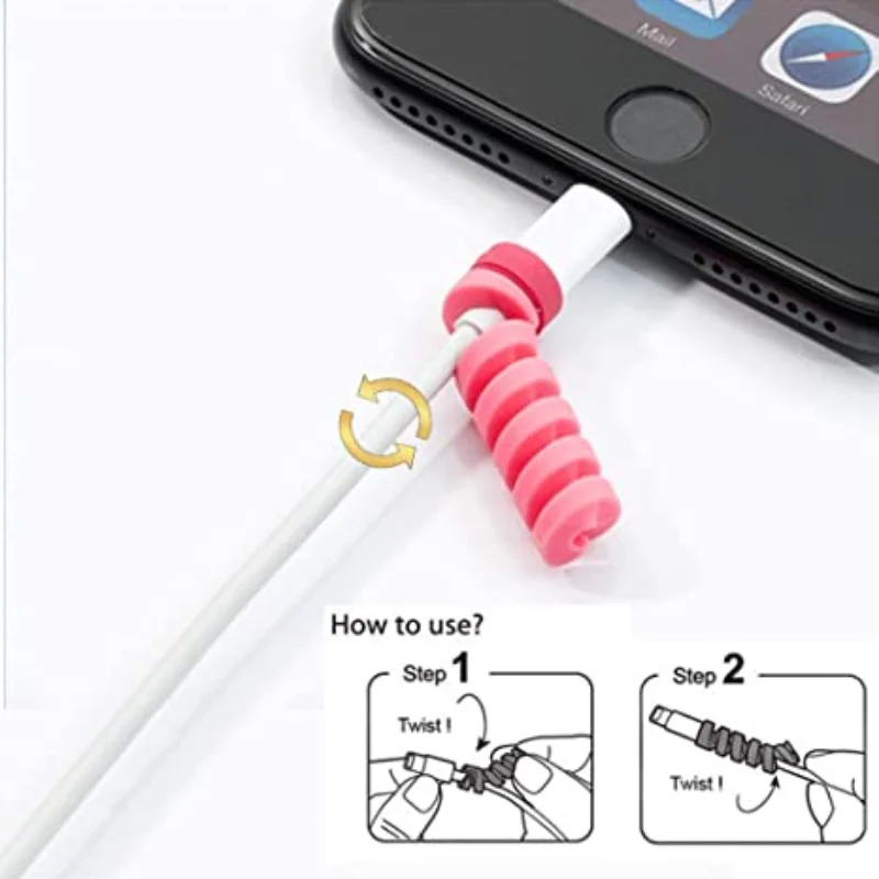 1-12 Uds cubierta protectora de Cable de carga Cable USB auricular línea de Cable Protector de Cable en espiral para IPhone 14 13 Samsung Xiaomi Huawei