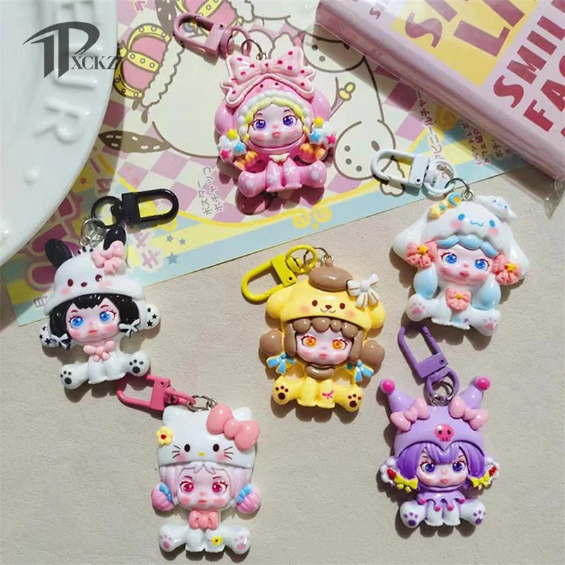 

Large Cartoon Girl Crossdressing Sanrio Sweet Keychain Cute Kuromi Pochacco Kitty Keyring Pendant Bag Decoration Accessory Gifts