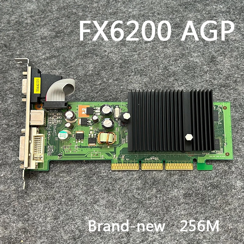 

video graphic card for nVIDIA FX6200 256M AGP 4x 8X DDR2 VGA+S video+DVI 64bit AGP Video Card Graphic card pny Mute brand new