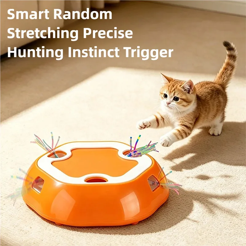 Automatic Pet Retractable Plate Cat Exercise Energy Whack-a-Mole Multi-Hole Retractable Cat Teasing Boredom Relief Toy for Cat