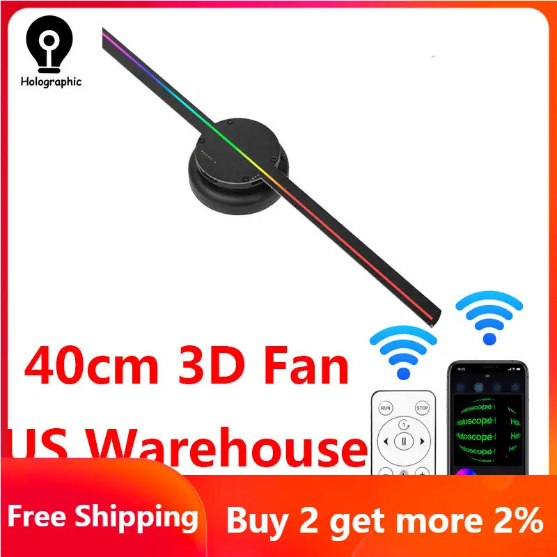 

40cm Wifi 3D Fan Hologram Projector Led Sign Holographic Lamp Player Remote Control Commercial Advertising Display Projector